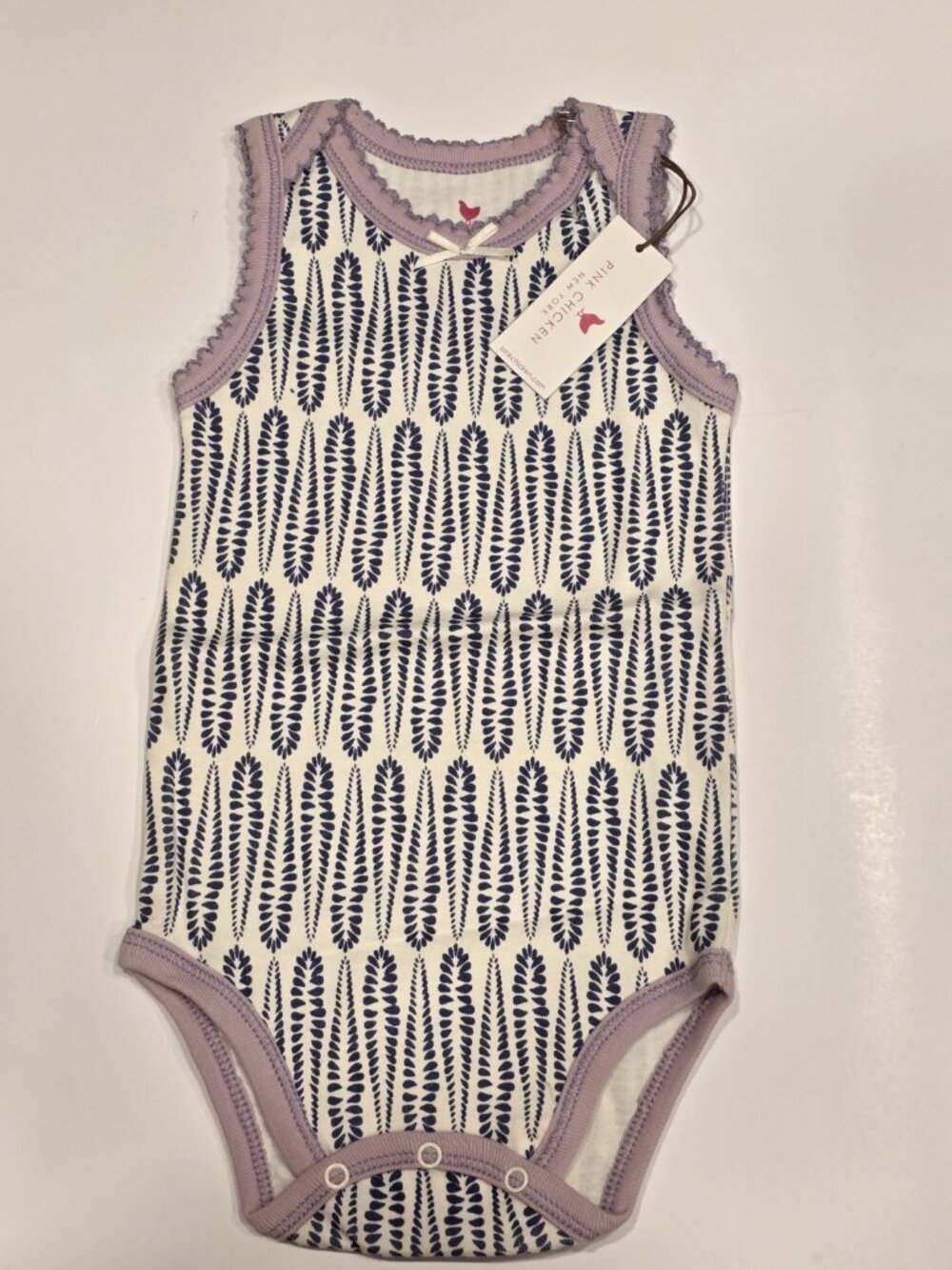 Pink Chicken Girl's Bella One PIece Bodysuit Purple Abstract  Print 6/9 Mos NWT
